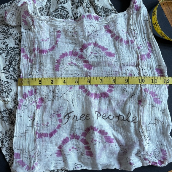 2 Free People Lightweight Cotton Muslin Tote Shopping Bags‎ White Purple Black - Picture 4 of 6